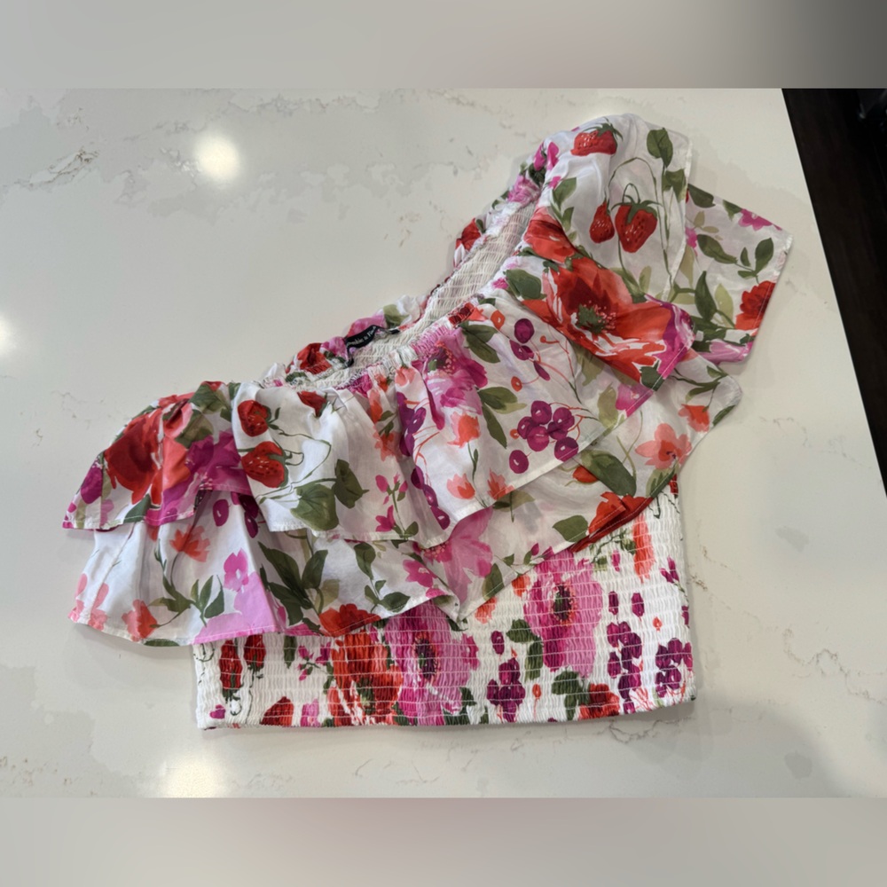 Abercrombie & Fitch Multicolor Floral One Shoulder Top